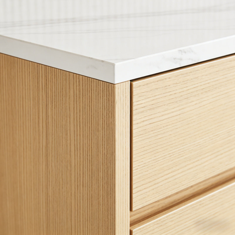 Meuble télé simple et élégant avec rangement, Blanc / bois noueux