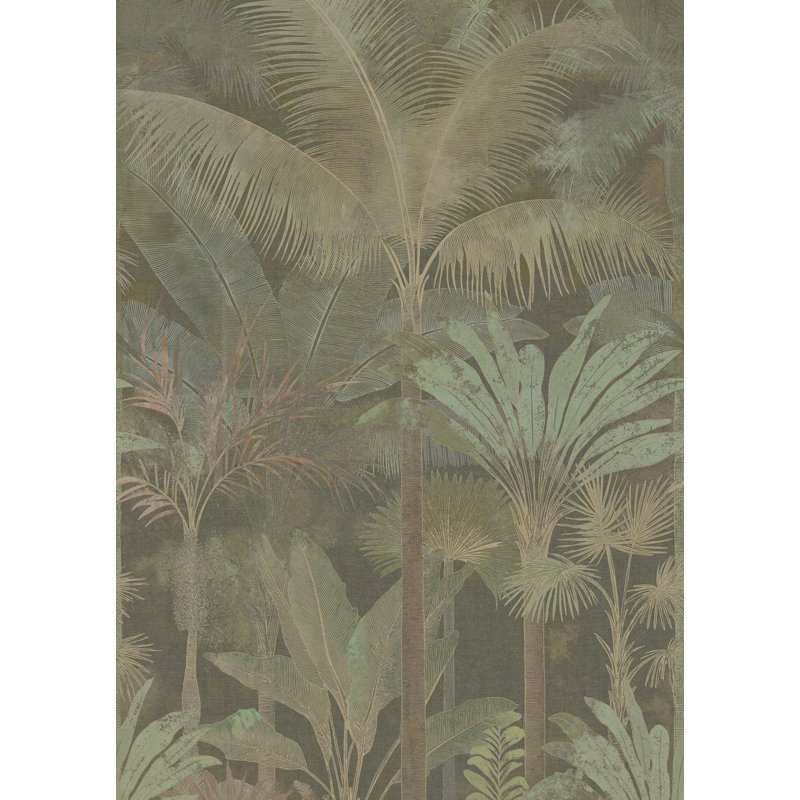 Havana 2 Collection Large Scale Palm Trees Wall Mural, Green