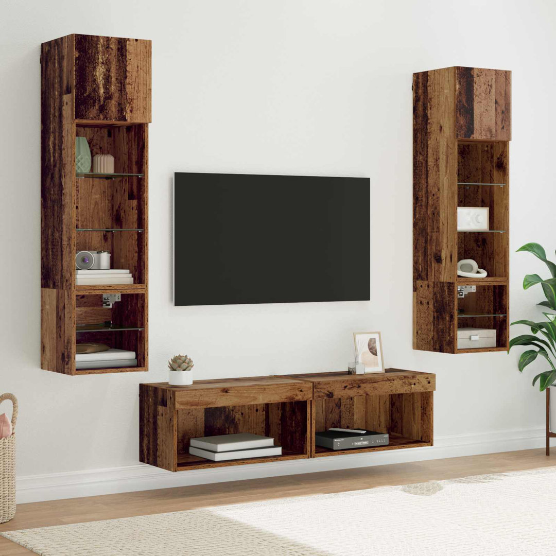 TV Wall Unit Wall-Mounted 6 Pcs Artisan Oak Engineered Wood