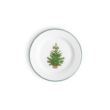 Crow Canyon Enamelware Helmsie x CCH Christmas Tree Flat Salad Plates, Green Rim
