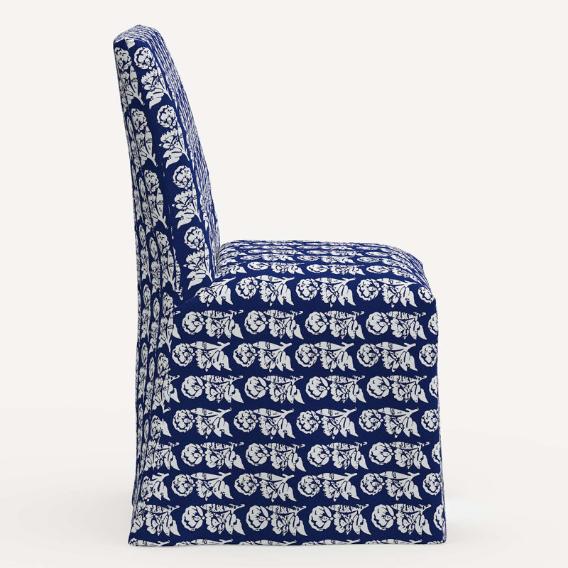 Sadia Slipcover Chair, Jr Mudetti Indigo Geometric Linen
