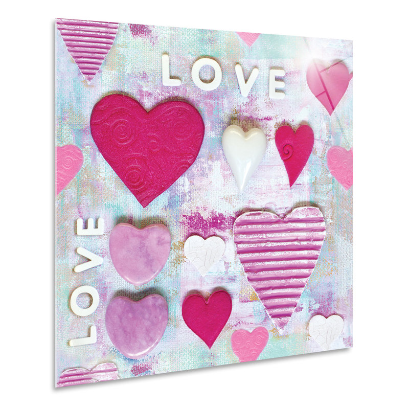 Pink Hearts Master by Andrea Haase - No Frame Painting on Plastic / Acrylic, 65cm H x 65cm W