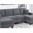 3Pc Sectional Set Right Arm And Left Arm Chaise USB Port Armless Loveseat Plastic Legs Matching Two Pillows Primary Living Room Slate Gray Finish-1977225444