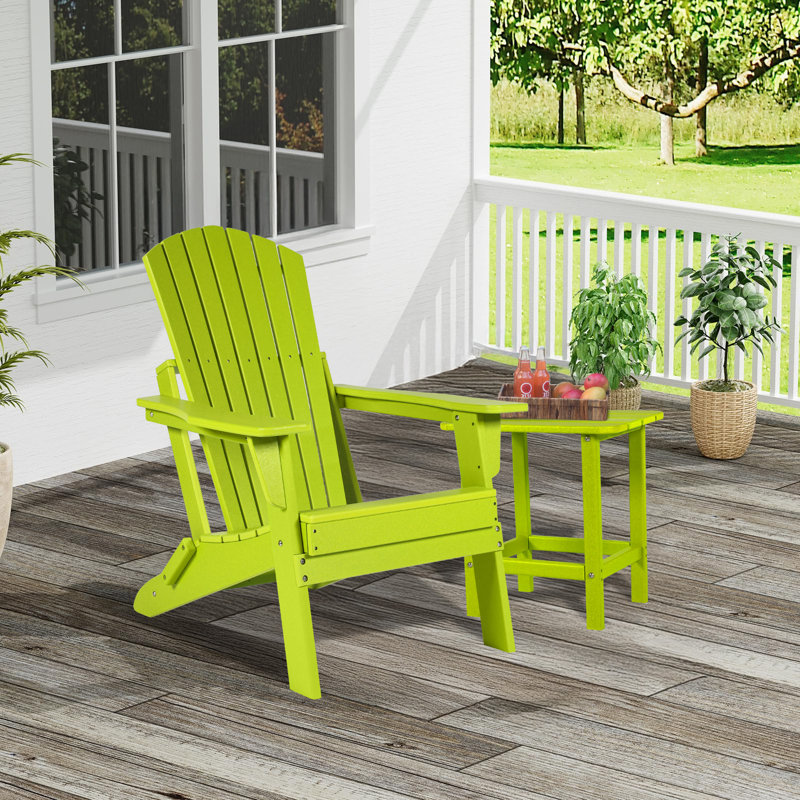 Anbut HDPE Folding Adirondack Chair, Lime Green