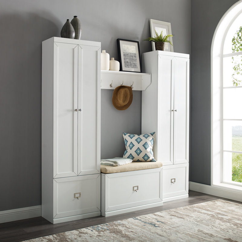 Crestshire Hall Tree 77'' Wide with Bench, White