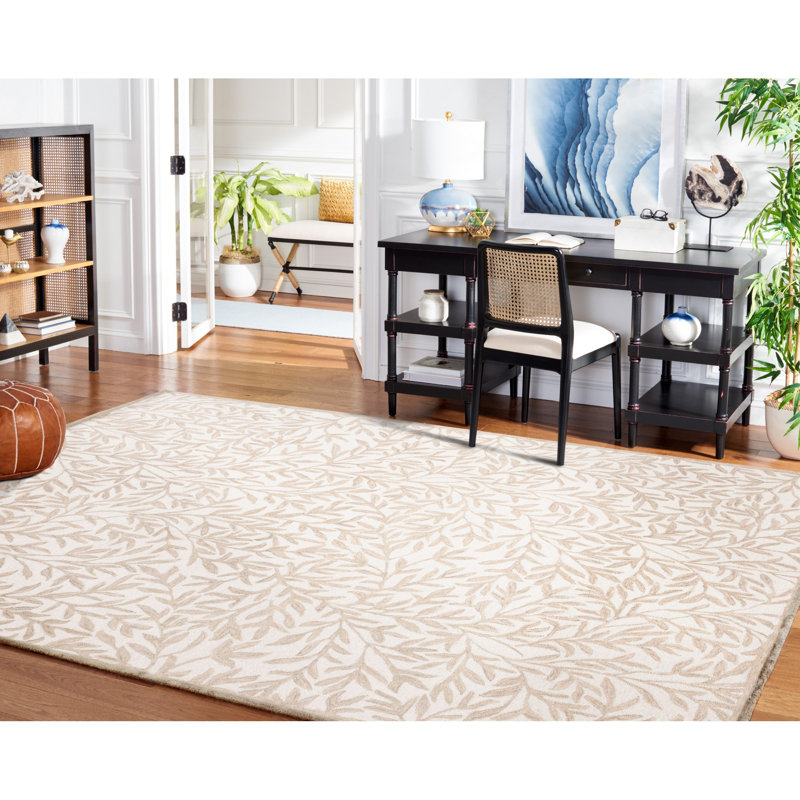 Jaci Hand Tufted Wool/Cotton Floral Rug in Ivory/Beige, Rectangle 8' x 10'
