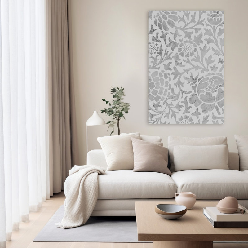 Blooming Elegance - Motif floral contemporain orné de tons bleus, H 60 po x l 40 po