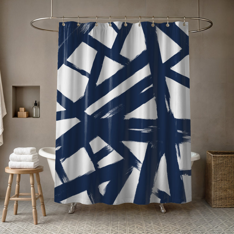 Rideau de douche simple Abril, Bleu marine