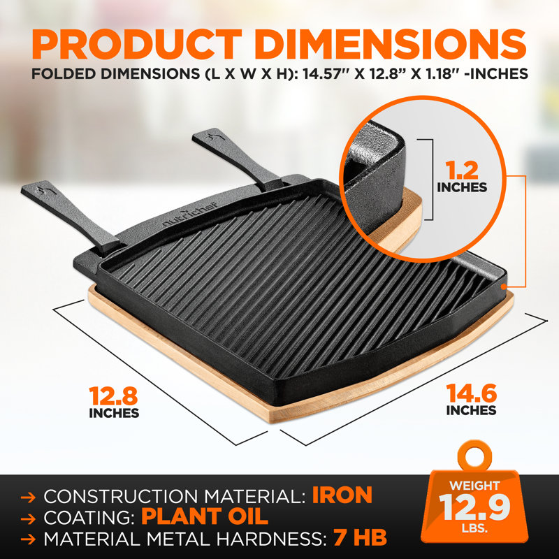 12.8'' Non-Stick Aluminum Grill & Griddle Pan