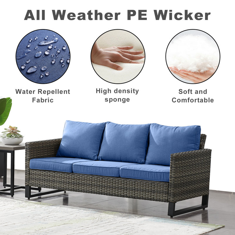 Naresa - Person Patio Conversation Set with Cushions, Navy, Gray
