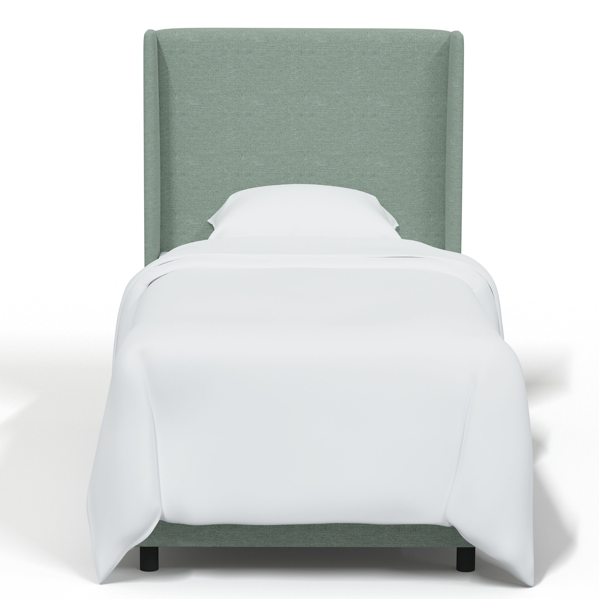 Tilly Upholstered Bed, Textured Seafoam Linen, Twin