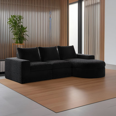 L-Shaped Cloud Curved Sofa with Reversible Cushions & Neck Pillows, No Assembly Required Sectional Sofa with Chaise
