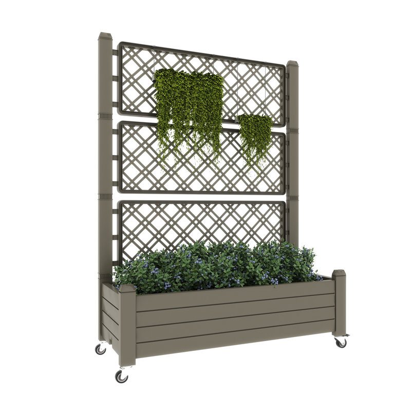 Jardinière surélevée avec treillis, Brun, H 63 po x l 17,7 po x P 43,3 po