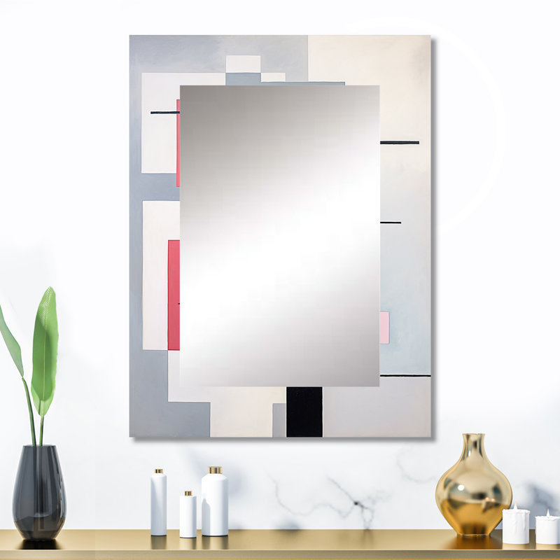 Rose sérénité géométrique - suprême, miroir mural moderne unique, art imprimé en métal, 32 po x 24 po