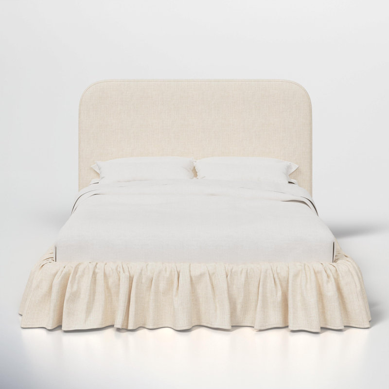 Maggie Ruffle Platform Bed, Classic Talc Linen, California King