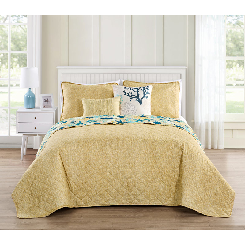 Ensemble de courtepointe réversible en microfibre Loaiza, Courtepointe simple + 1 taie décorative standard