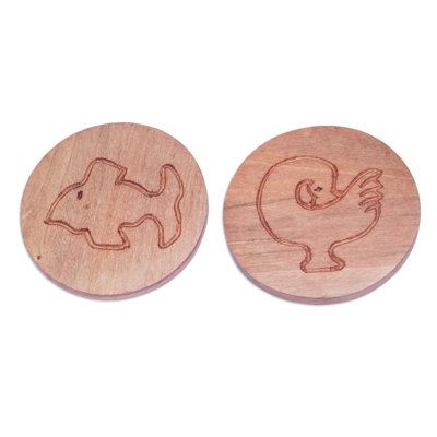 Wood Round 2 Piece Coaster Set