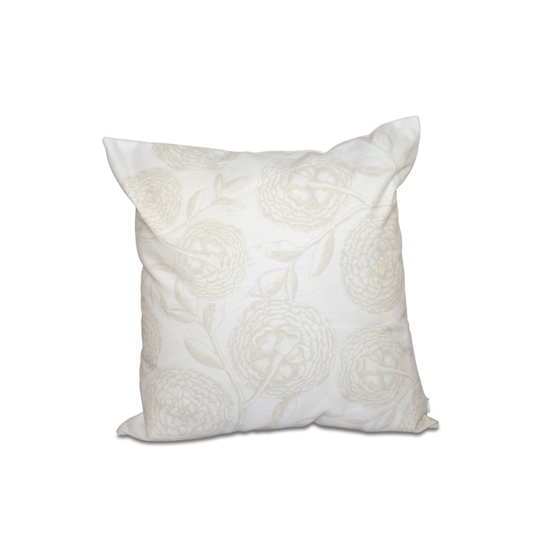Antique Flowers 16" x 16" White Floral Outdoor Pillow