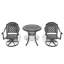 Ensemble de salle à manger 5 pièces en aluminium coulé résistant aux intempéries, comprenant 4 chaises pivotantes et une table ronde de 30,71 po avec cadre-1317325126
