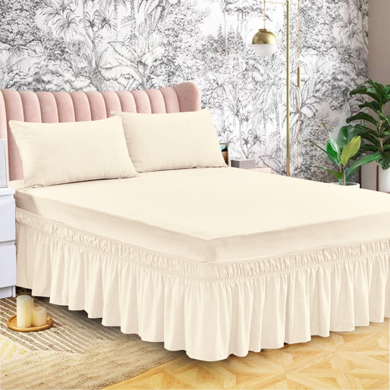 Bel Tailored Wrap Around Bed Skirt, Beige, Single (3')