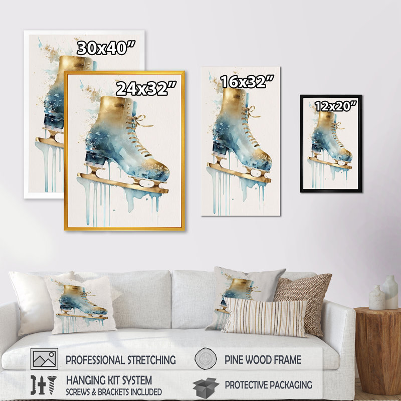 Patinage artistique I - décoration murale en toile de hockey sport, L 24 po x H 32 po, Toile tendue