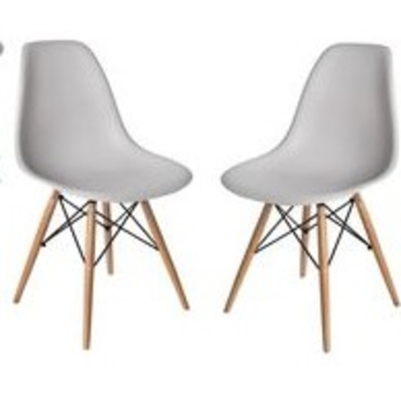 Chaise de salle à manger Paris avec pieds en bois naturel, Gris moyen, 1, Argenté