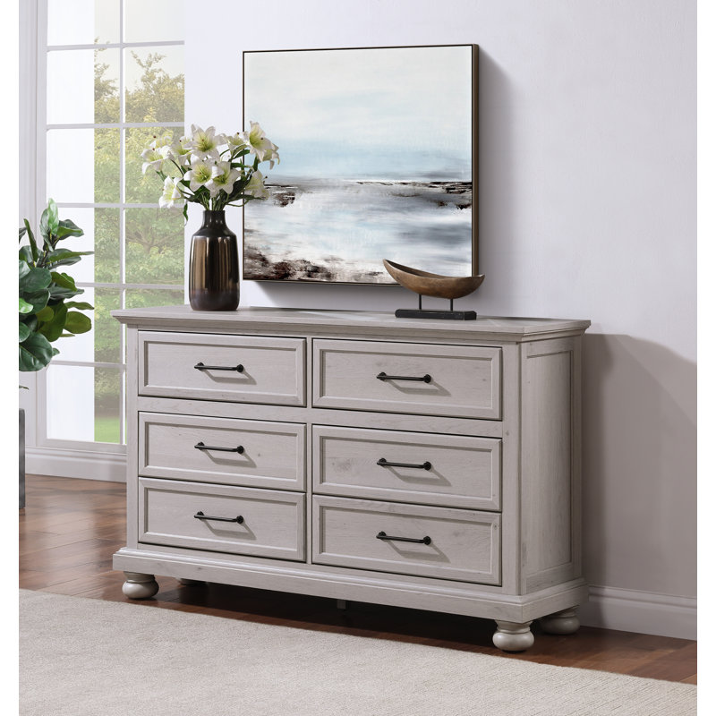 Commode de 60 po de large à finition grise avec pieds tournés