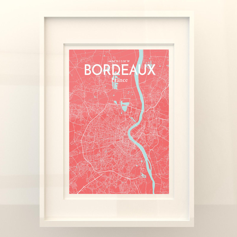Bordeaux City Map In Maritime - No Frame Print, 24cm H x 18cm W x 0.05cm D
