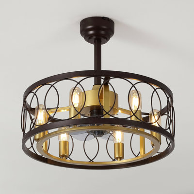 Ventilateur de plafond à cage en métal 6 lumières Celeste
