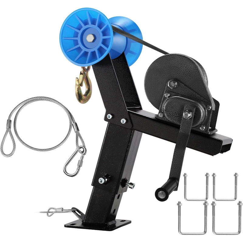 Adjustable Height Boat Trailer Winch Stand, 1200‑LB Hand Winch with Roller for Marine Boat Loading & Trailer Repair