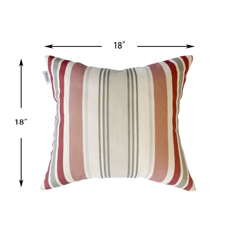 Set of 2 Outdoor Throw Pillows 18x18, Weather Resistant UV Fade Resistant Patio Cushions, Beige/Red
