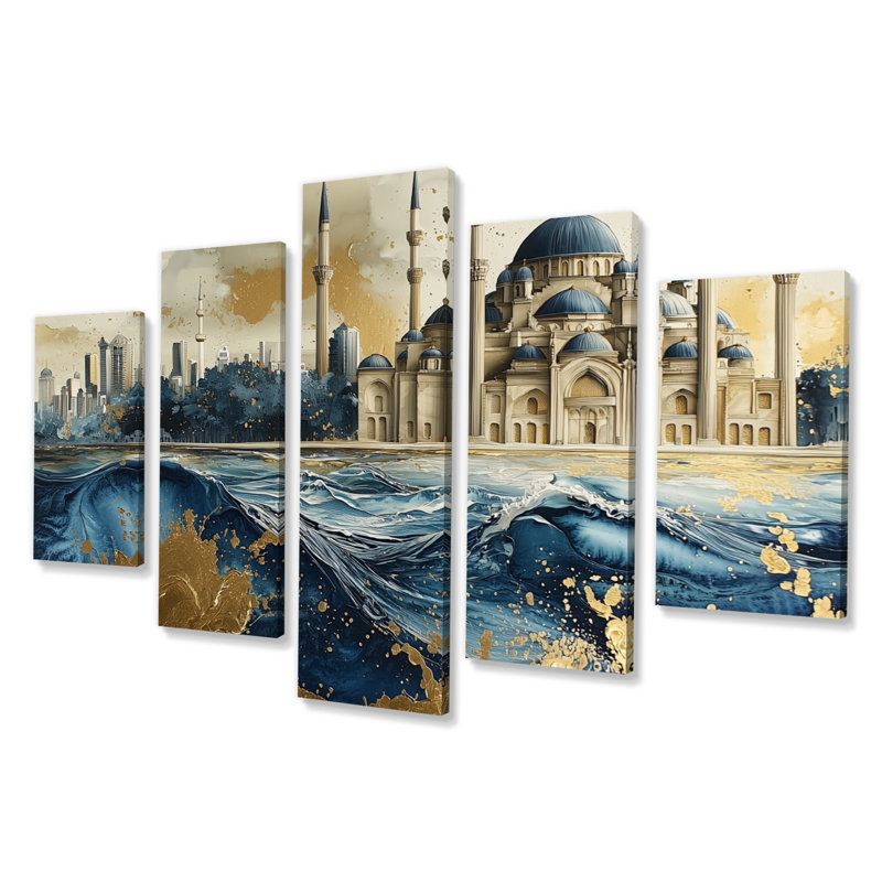 «Blue City», art mural bleu sur toile