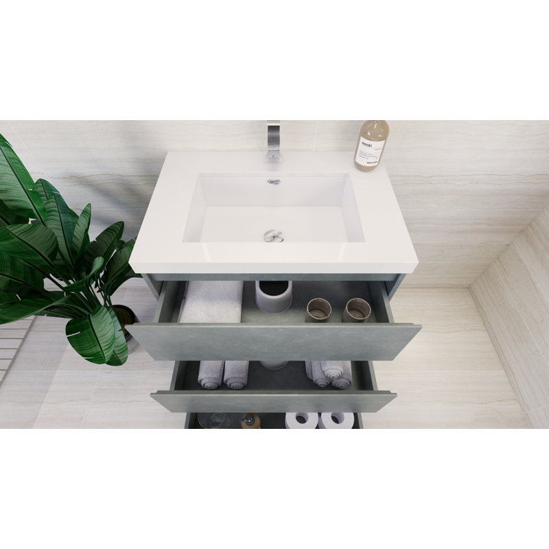 Lawncrest 29.5'' Single Bathroom Vanity with Acrylic Top, Cement Gray