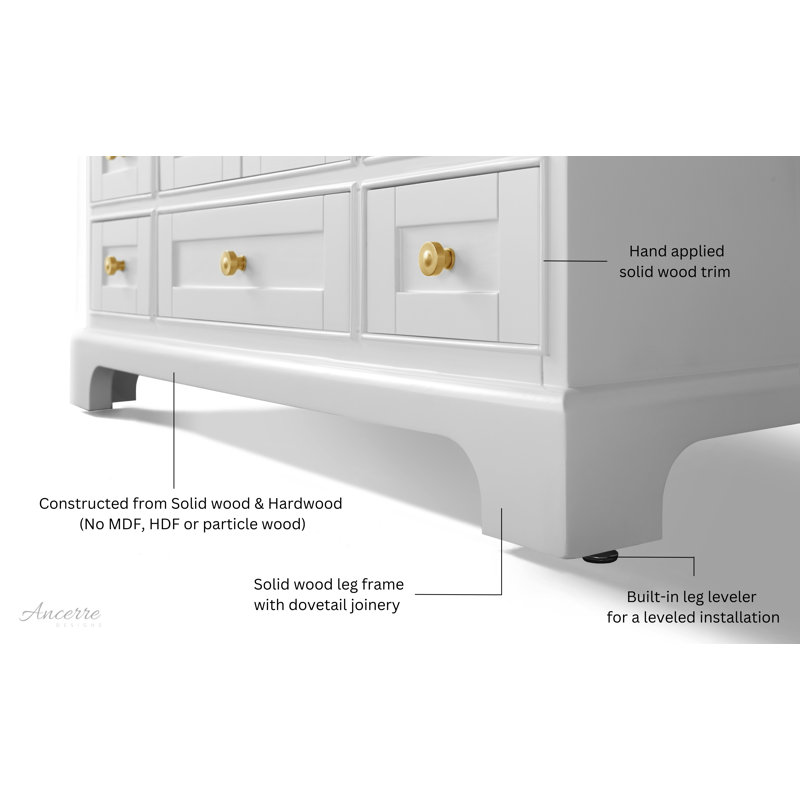 Audrey 66'' W Double Vanity, Carrara White, White | Brushed Gold