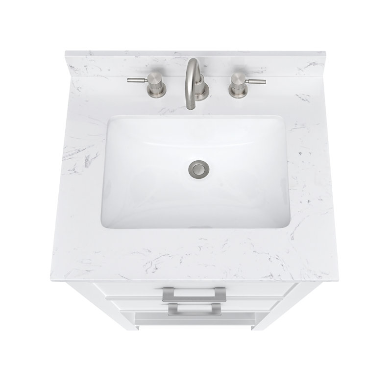 Brooks 25'' White Single Bathroom Vanity with Engineered Marble Top