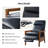 Gladys Mid-Century Modern Genuine Leather Pushback Recliner with Solid Wood Arms-1913774011