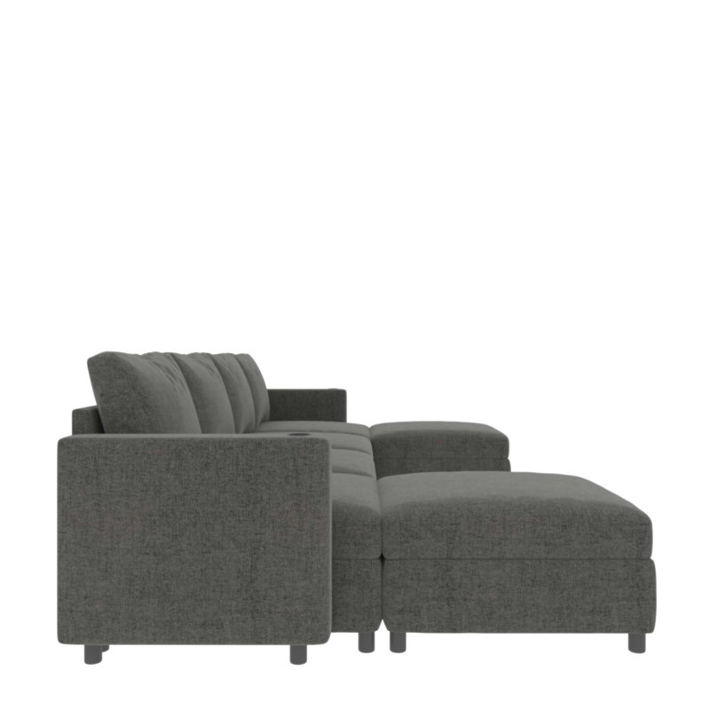 Grand canapé modulaire moderne en U avec rangement, tissu chenille, canapé-lit de 123 pouces et repose-pieds pour le salon