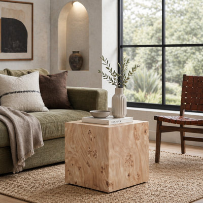 Table basse carrée en bois aggloméré de style naturel, table d'appoint. Table d'appoint de salon, de table d'appoint ou de table de chevet en bois aggloméré de style Wabi-sabi. 15,7 po x 15,7 po x 15,7 po, combinez librement 3 tailles,