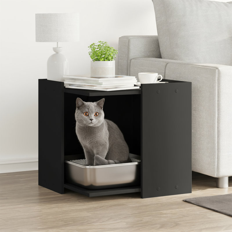 Engineered Wood Litter Box Enclosure, 51cm H x 53cm W x 53cm D, Black
