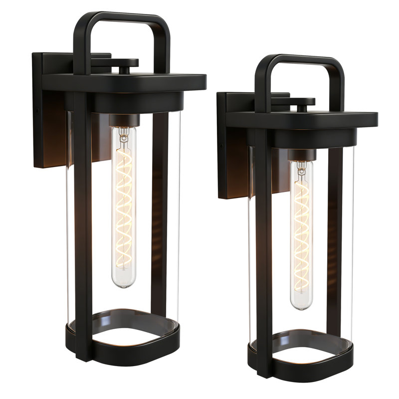 2 Pack  16”H 1-Light Matte Black Outdoor Wall Lights,  Outdoor Wall Sconce With Clear Glass(Bulb Not Include)