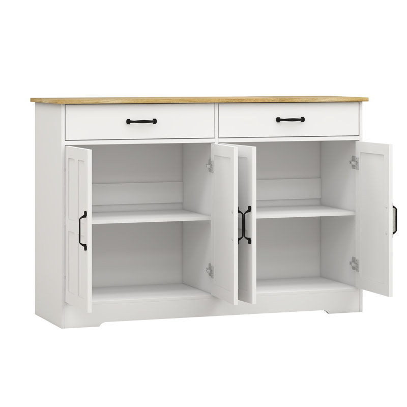 Farmhouse Buffet Cabinet Storage Sideboard With 2 Drawers And 4 Doors For Dining Living Room Kitchen