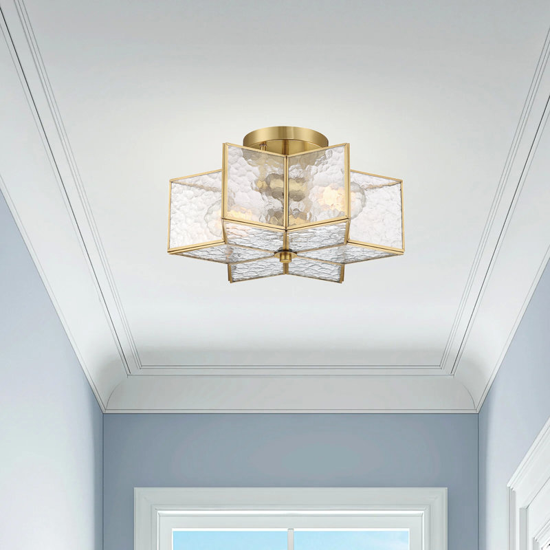 Aireen 2 - Light 41cm Unique/Statement Star Semi Flush Mount Light, Brass Dust