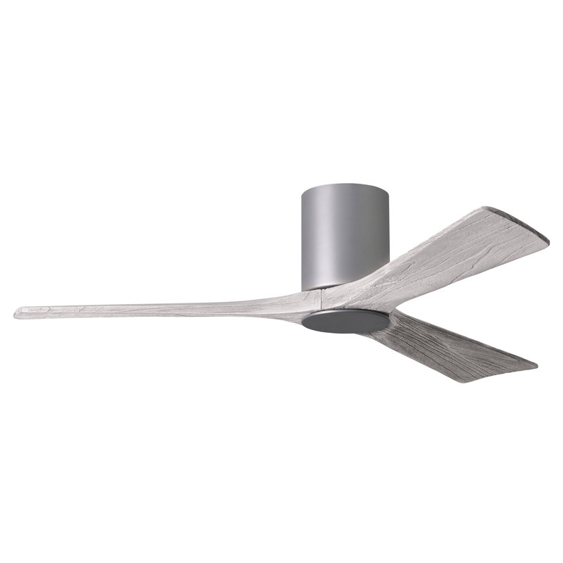 Olivier à 3 pales DEL standard avec ventilateur de plafond et ensemble d'éclairage inclus, Nickel brossé, Ton bois de grange
