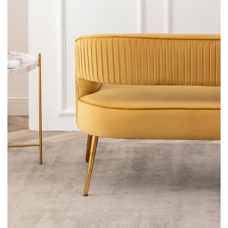 Deybi 51'' Velvet Recessed Arm Loveseat, Yellow Velvet