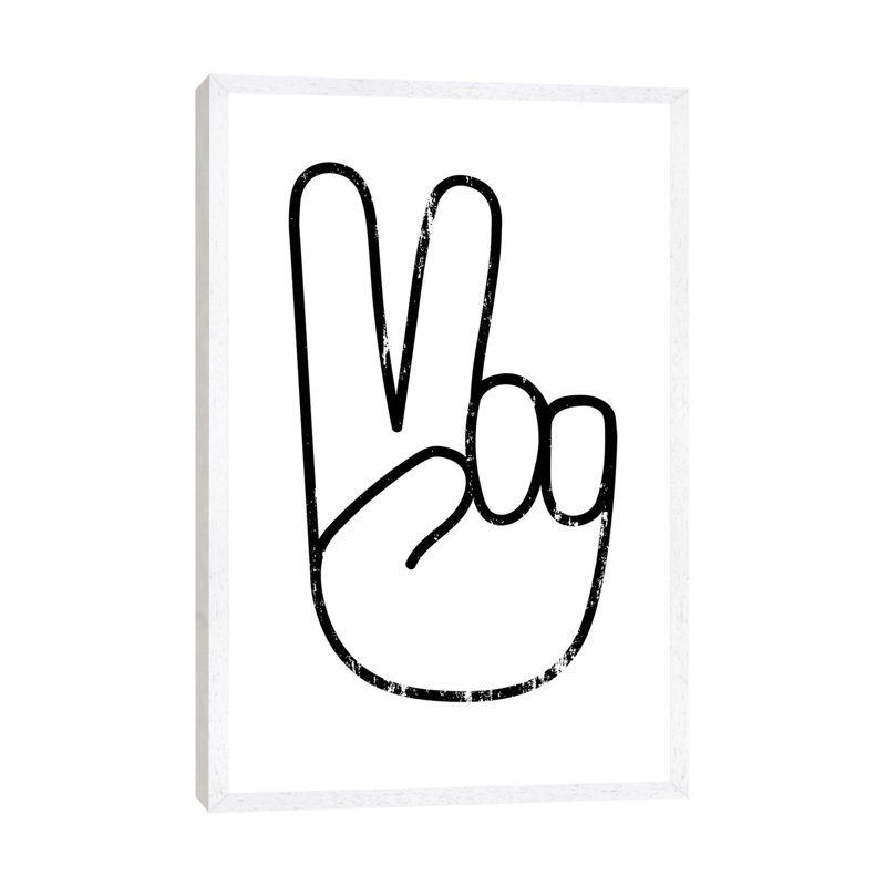 Peace Sign - Print on Canvas, White Framed, 66.04 cm H x 45.72 cm W