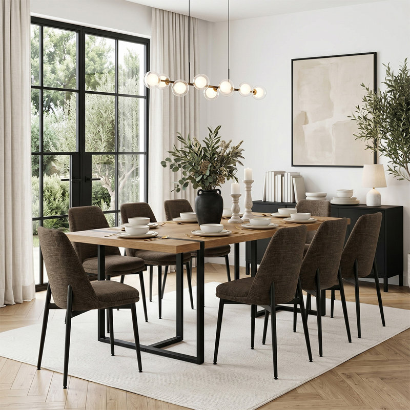 Ensemble de table de salle à manger rectangulaire moderne 79 po avec 8 chaises rembourrées pour la cuisine et la salle à manger