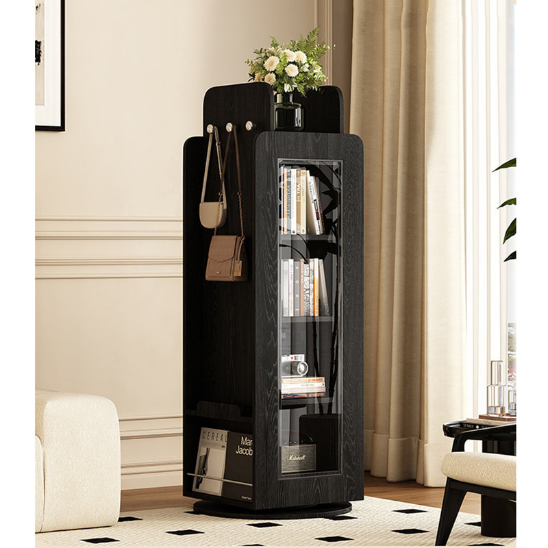 Rotating solid wood Bookcase, Black