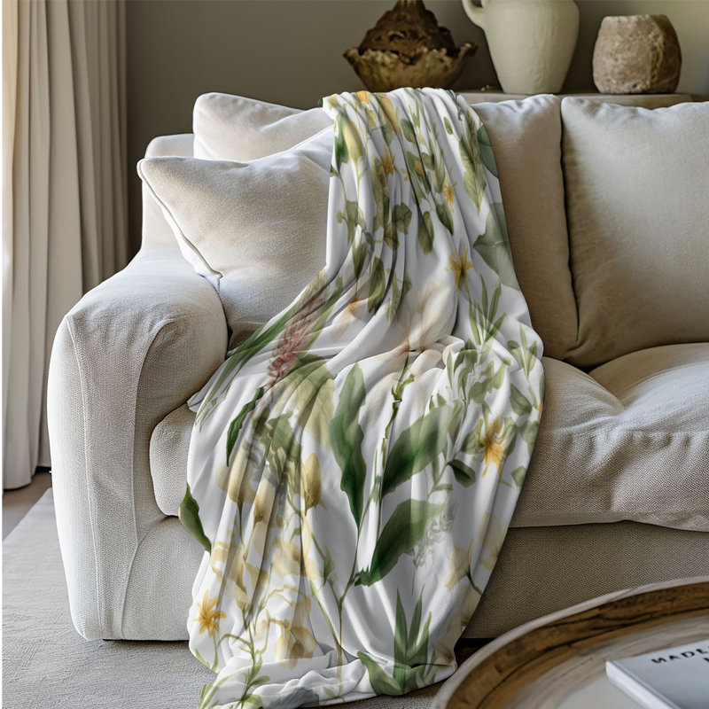 Couverture Old-World Blooms - 1 pièce Sherpa Premium, Grand lit