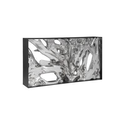 Console Cast Root, structure en fer, résine, feuille d'argent