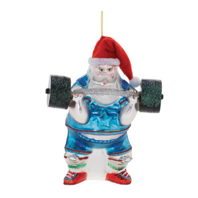 Weight Lifter Santa Ornaments